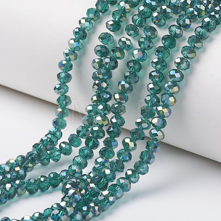 Electroplate Transparent Glass Beads Strands X-EGLA-A034-T8mm-S13-1