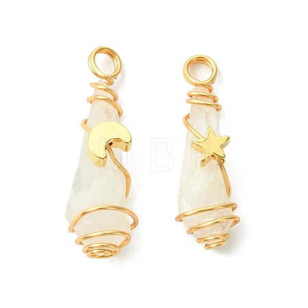 2Pcs Electroplated Natural Quartz Crystal Dyed Copper Wire Wrapped Pendants PALLOY-JF03163-01-1