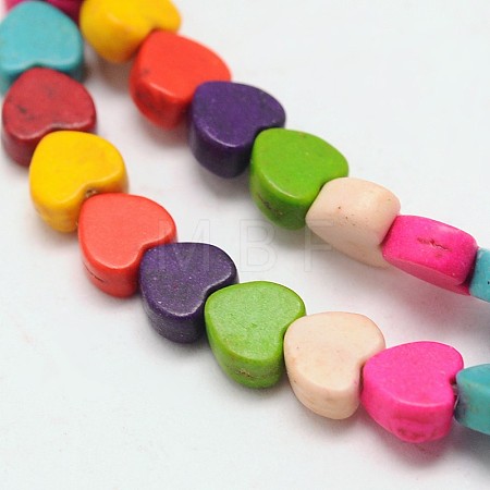 Dyed Synthetical Turquoise Heart Bead Strand G-P083-88C-1