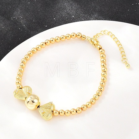 Brass Micro Pave Clear Cubic Zirconia Round Beaded Bracelets BJEW-F528-05G-1