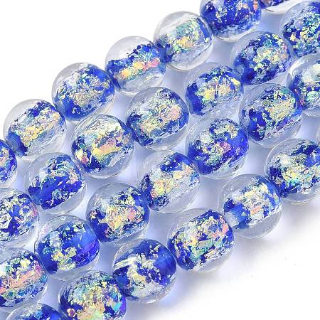 Handmade Foil Lampwork Beads Strands FOIL-K003-06B-24-1