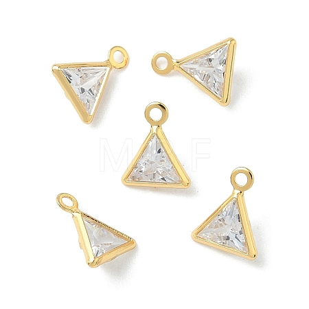 Brass Micro Pave Cubic Zirconia Triangle Charms KK-Z136-29G-01-1