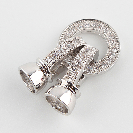 Brass Micro Pave Cubic Zirconia Fold Over Clasps X-ZIRC-P003-27P-1