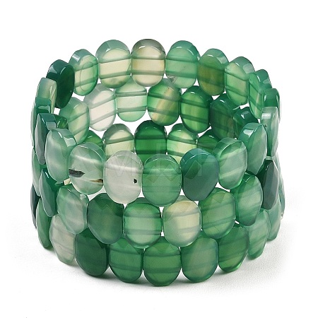 Dyed & Heated Natural Agate Oval Beaded Stretch Bracelet G-E010-01-22-1