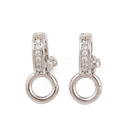 Brass Micro Pave Clear Cubic Zirconia Twister Clasps KK-H533-07P-1