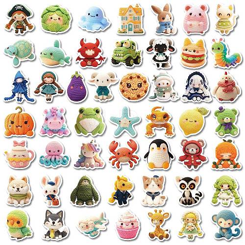 100Pcs Cartoon Animal PET Stickers PW-WG5817A-01-1