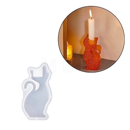 Lovely Cat Shape Candlestick Silhouette Silicone Molds SIMO-C010-01B-1