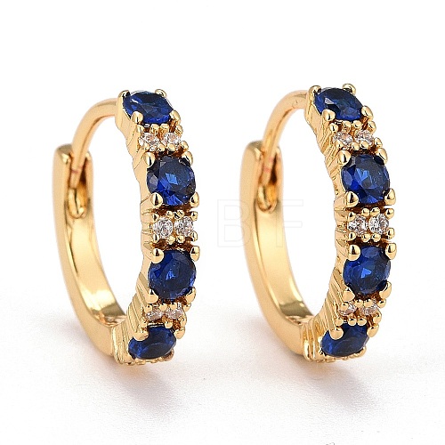 Real 18K Gold Plated Brass Cubic Zirconia Huggie Hoop Earrings EJEW-C012-08B-1