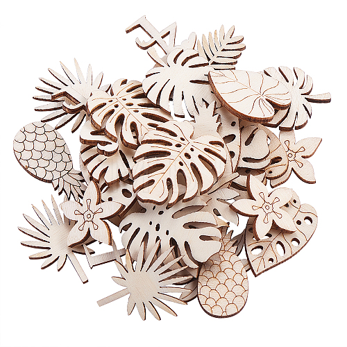 100Pcs Unfinished Wood Piece Decorations WOOD-CJ0001-58-1