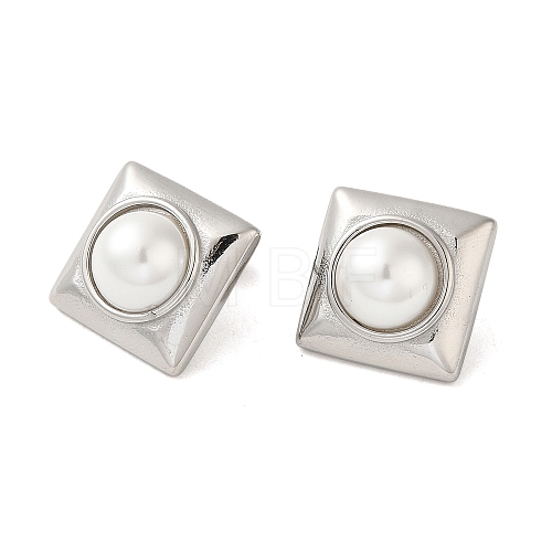 Square 304 Stainless Steel Stud Earrings EJEW-U003-36P-1