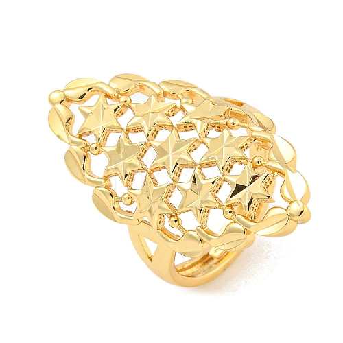 Brass Star Open Cuff Ring for Women RJEW-M173-12B-G-1