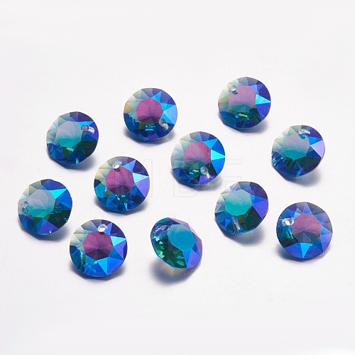 Faceted Glass Rhinestone Charms RGLA-F051-12mm-206PS-1