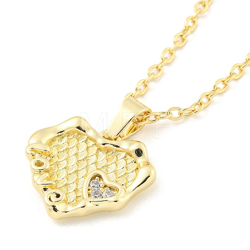 Heart Brass Micro Pave Clear Cubic Zirconia for Women NJEW-B100-07G-1