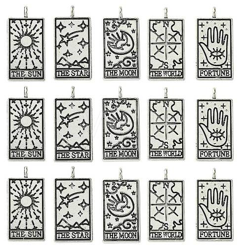 15Pcs 5 Styles Tibetan Style Alloy Pendants TIBEP-YW0001-76AS-1