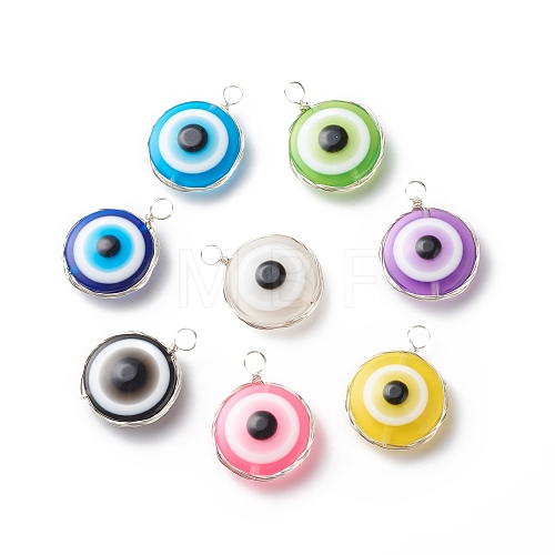 Transparent Evil Eye Resin Pendants PALLOY-JF01845-02-1