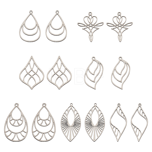  Jewelry 14Pcs 7 Style Stainless Steel Pendants STAS-PJ0001-46-1