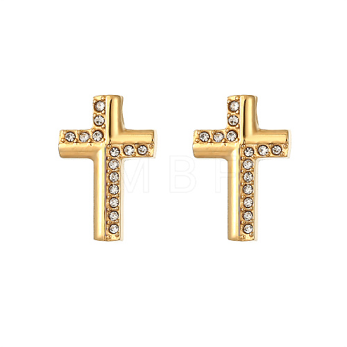 Cross Stainless Steel Crystal Rhinestone Stud Earrings for Women RH7561-4-1