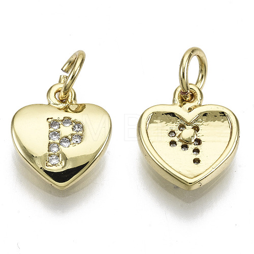 Brass Micro Pave Clear Cubic Zirconia Charms KK-N227-34P-NF-1