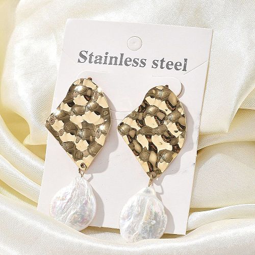 304 Stainless Steel Dangle Stud Earrings EJEW-F354-02G-1