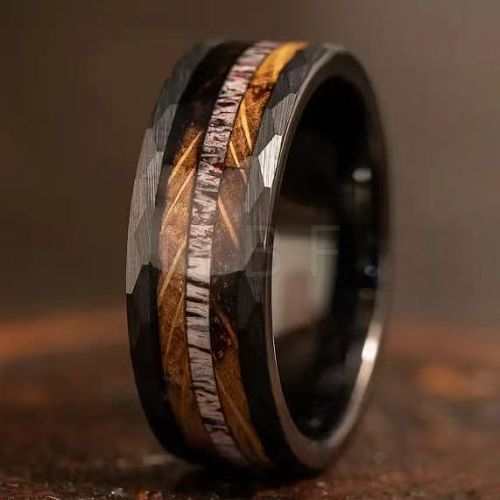 304 Stainless Steel & Wood Finger Rings for Men WG79787-02-1