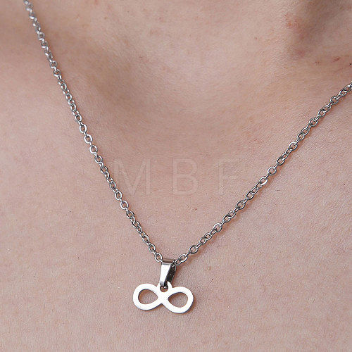 201 Stainless Steel Infinity Pendant Necklace NJEW-OY001-13-1
