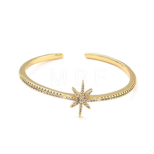 Star Cubic Zirconia Cuff Bangle BJEW-I298-11G-1