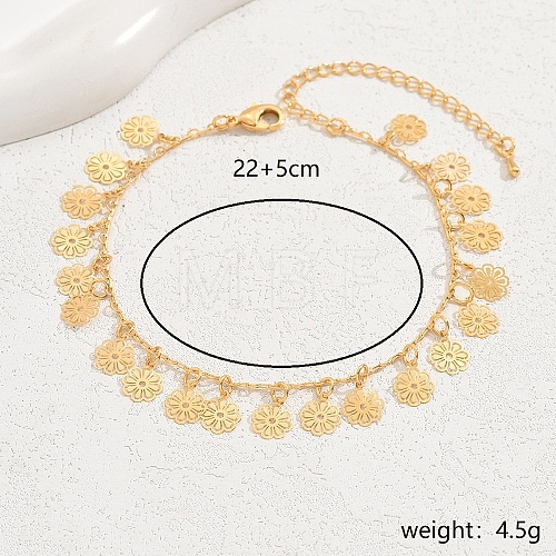 Brass Flower Charm Anklets for Women KN9675-1-1