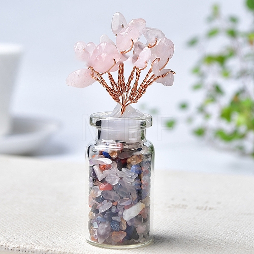 Natural Rose Quartz Chips Tree Decorations PW-WG38529-04-1