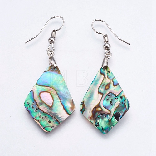 Abalone Shell/Paua Shell Dangle Earrings EJEW-F147-E08-1