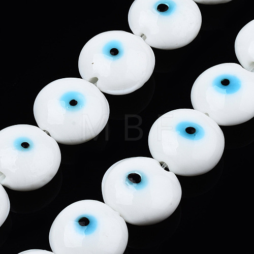 Handmade Evil Eye Lampwork Beads Strands LAMP-N029-009F-1