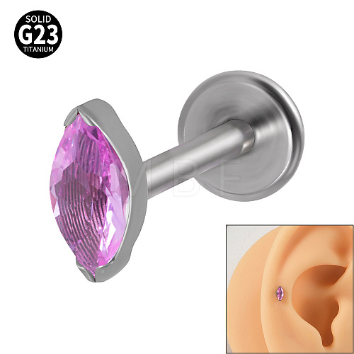 G23 Titanium Cubic Zirconia Horse Eye 17 Gauge Threadless Labrets for Women Men WG9E7C9-06-1