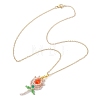 Glass Seed Beaded Flower Pendant Necklaces NJEW-MZ00080-03-4