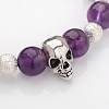 Unique Design Skull Natural Gemstone Beaded Stretch Bracelets BJEW-JB01847-01-2