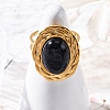 Oval Synthetic Blue Goldstone Finger Rings RJEW-M063-01G-15-4