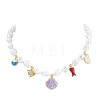 Ocean Brass Pave Cubic Zirconia and Enamel Sea Animals Pendant Necklaces KK-CBA4547-03B-G-4