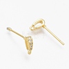 Brass Micro Pave Clear Cubic Zirconia Stud Earring Findings ZIRC-L098-039G-2