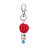 Skull Rose Resin & Synthetic Turquoise Pendant Decoration KEYC-JKC00824-1