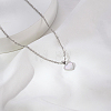 Natural White Shell 304 Stainless Steel Heart Pendant Necklaces for Women BL5235-1-2