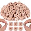 100Pcs Engraved Beech Wood Beads WOOD-PA0001-86A-1