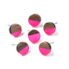 Transparent Resin & Walnut Wood Stud Earrings EJEW-N017-008-A05-1