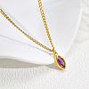 304 Stainless Steel Pave Cubic Zirconia Horse Eye Pendant Necklaces for Women WG2E402-02-1