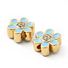 Flower Brass Micro Pave Clear Cubic Zirconia Beads KK-G419-06G-06-3