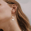 Teardrop Alloy Imitation Plastic Pearl Dangle Earrings FS-WG3074F-01-2