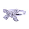 Bowknot Brass Micro Pave Clear Cubic Zirconia Finger Rings for Women FS-WGD928F-03-5