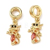 Brass Pave Dark Orange Cubic Zirconia European Dangle Charms KK-L257-24G-01-1