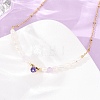 Natural Lavender Amethyst Chip and Rice Natural Pearl Beaded Necklaces GG-CBA3297-15G-F-1