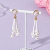 Round Shell Pearl & Glass Seed Beads Dangle Stud Earrings EJEW-TA00768-1