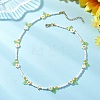 Faceted Round Dyed Natural Agate & Flower Handmade Millefiori Glass & Glass Seed Beaded Necklaces for Women NJEW-MZ00150-02-1