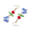 Glass Seed Beads Butterfly Dangle Earrings EJEW-MZ00347-02-4