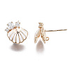 Brass Micro Pave Clear Cubic Zirconia Stud Earring Findings X-KK-S356-358-NF-3